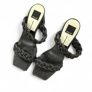 Dolce Vita Black Braided Square-Toe Sandal Heels
